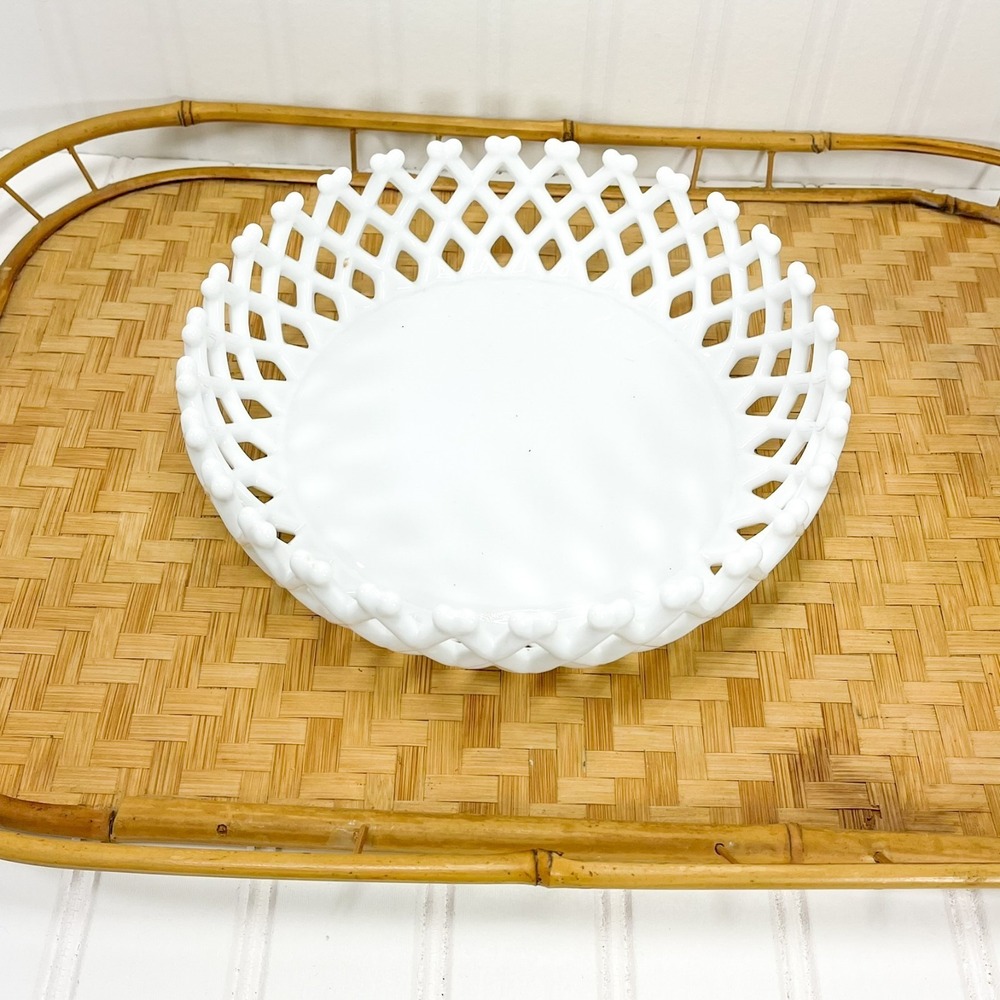 Vintage White Milk Glass Decorative Serving Bowl 8.5" Wide 2.25" Tall Candy Dish